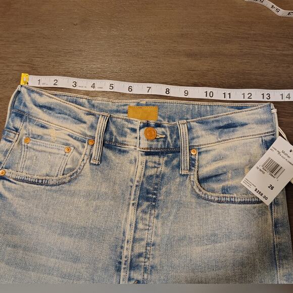 MOTHER The Tripper Jeans Cut Flowers Blue Distressed Denim Size 26 - Picture 5 of 16